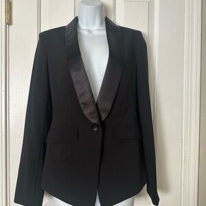 BCBGMaxAzria Black Satin Lapel Blazer